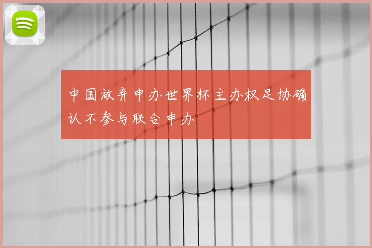 中国放弃申办世界杯主办权足协确认不参与联合申办